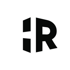 simple initial letter luxury hr monogram logo design isolated with negative space white background