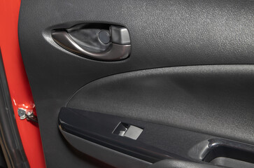 Rear Door Handle and Side Mirror Control Switch of Car in Zoom View