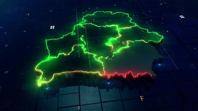 Belarus map Digital background Loop 4k 