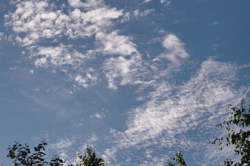 Light clouds in the blue sky on a summer evening.