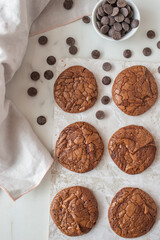 Soft dark chocolate brownie cookies