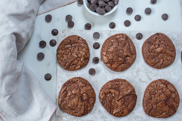 Soft dark chocolate brownie cookies