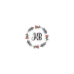 Initial KB Handwriting, Wedding Monogram Logo Design, Modern Minimalistic and Floral templates for Invitation cards	
