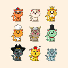 Obraz premium set of cats character illustration
