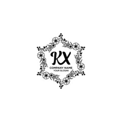 Initial KX Handwriting, Wedding Monogram Logo Design, Modern Minimalistic and Floral templates for Invitation cards