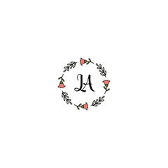 Fototapeta na wymiar Initial LA Handwriting, Wedding Monogram Logo Design, Modern Minimalistic and Floral templates for Invitation cards