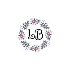 Initial LB Handwriting, Wedding Monogram Logo Design, Modern Minimalistic and Floral templates for Invitation cards