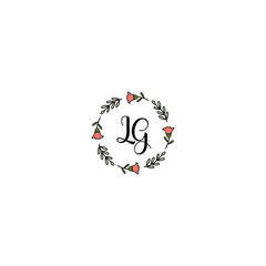 Fototapeta na wymiar Initial LG Handwriting, Wedding Monogram Logo Design, Modern Minimalistic and Floral templates for Invitation cards