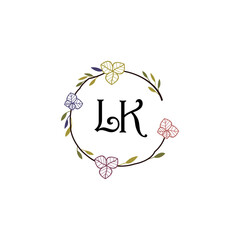 Initial LK Handwriting, Wedding Monogram Logo Design, Modern Minimalistic and Floral templates for Invitation cards