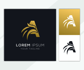 Fototapeta na wymiar Letter A with luxury abstract eagle logo template 