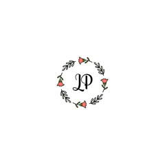 Fototapeta na wymiar Initial LP Handwriting, Wedding Monogram Logo Design, Modern Minimalistic and Floral templates for Invitation cards