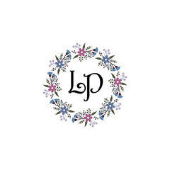 Initial LP Handwriting, Wedding Monogram Logo Design, Modern Minimalistic and Floral templates for Invitation cards
