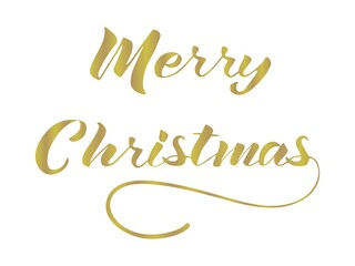 Fototapeta na wymiar Lettering Merry Christmas. Gold font isolated on a white background. Vector illustration.