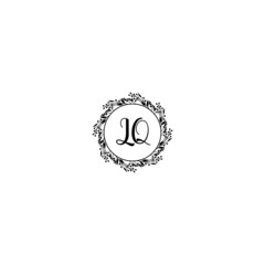 Initial LQ Handwriting, Wedding Monogram Logo Design, Modern Minimalistic and Floral templates for Invitation cards