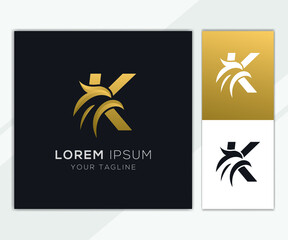 Letter K with luxury abstract eagle logo template 