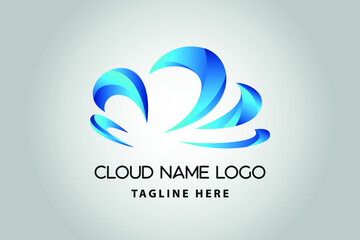 3D Modern abstract cloud icon logo design. Technology storage concept template