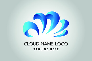 3D Modern abstract cloud icon logo design. Technology storage concept template