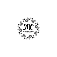 Initial MC Handwriting, Wedding Monogram Logo Design, Modern Minimalistic and Floral templates for Invitation cards	
