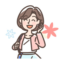 髪をなびかせる女性