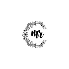 Initial MR Handwriting, Wedding Monogram Logo Design, Modern Minimalistic and Floral templates for Invitation cards	
