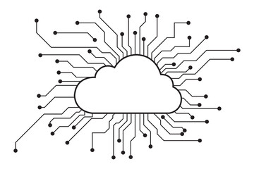 Cloud computing and network security technology concept, Circuit board with cloud symbol and connection links. vector illustration