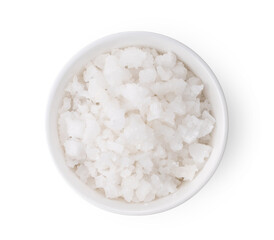 Fototapeta na wymiar Sea salt in white bowl isolated on white background