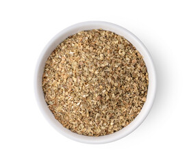 dried oregano seasoning in a white bowl