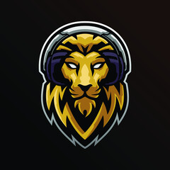 lion head wearing headset illustration