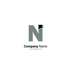 The simple modern logo of letter N with white background