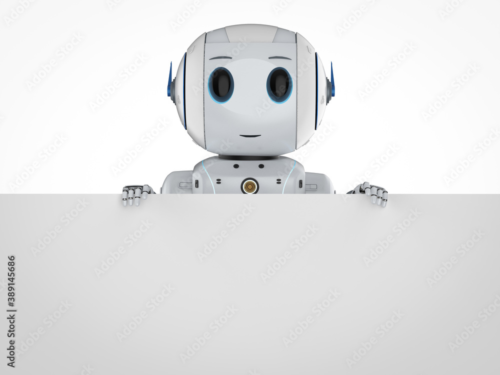 Poster cute artificial intelligence robot with blank space