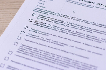 Attestation de déplacement dérogatoire