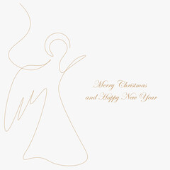 Christmas card with angel. Vector illustration