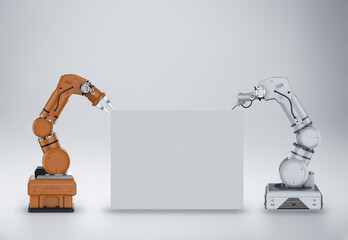 Robot arms with blank board