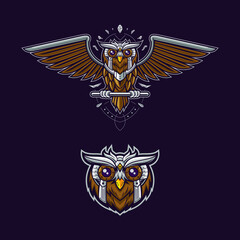 owl machine mascot illustration