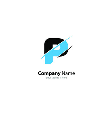 The simple modern logo of letter p with white background