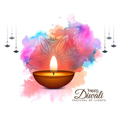 Happy Diwali festival colorufl celebration background with diya