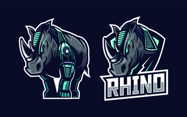 set of mecha rhino illustration