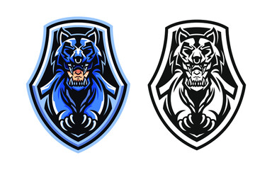 Obraz premium wolf head warrior illustration