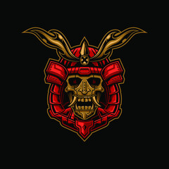 skull samurai head illustration
