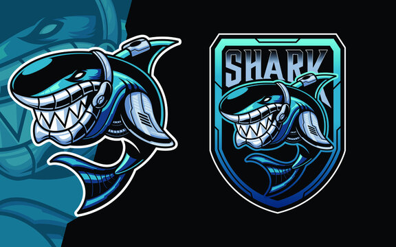 robot shark illustration