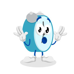 mascot clock in cute pose
