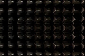 Obraz premium 3D Background abstract minimalistic texture with many metal rows of volumetric cubes / pentahedrons lying in the white light. Animation. Mobile briquette wall