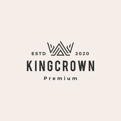 king crown hipster vintage logo vector icon illustration