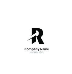 The simple modern logo of letter r with white background