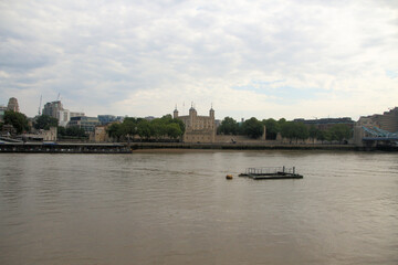 The Tower of London across the river Thames