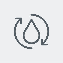 Water drop recycling icon isolated on background. Save water symbol modern, simple, vector, icon for website design, mobile app, ui. Vector Illustration