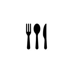 Spoon, fork and knife, line icon Vector. Restaurant symbols vector.