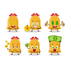 Christmas bell cartoon character with cute emoticon bring money