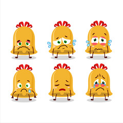 Christmas bell cartoon character with sad expression