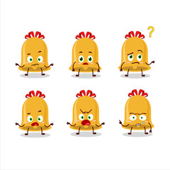 Cartoon character of christmas bell with what expression